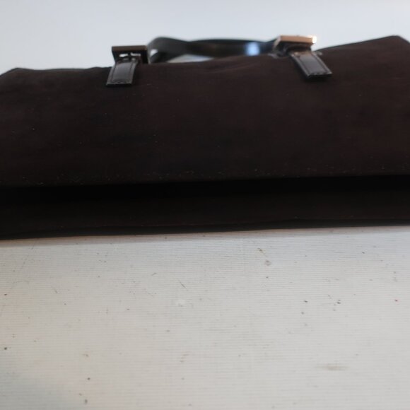 Authentic Fendi Dark Brown Suede Leather Borsa Manici Satchel Shoulder Handbag - Picture 8 of 16